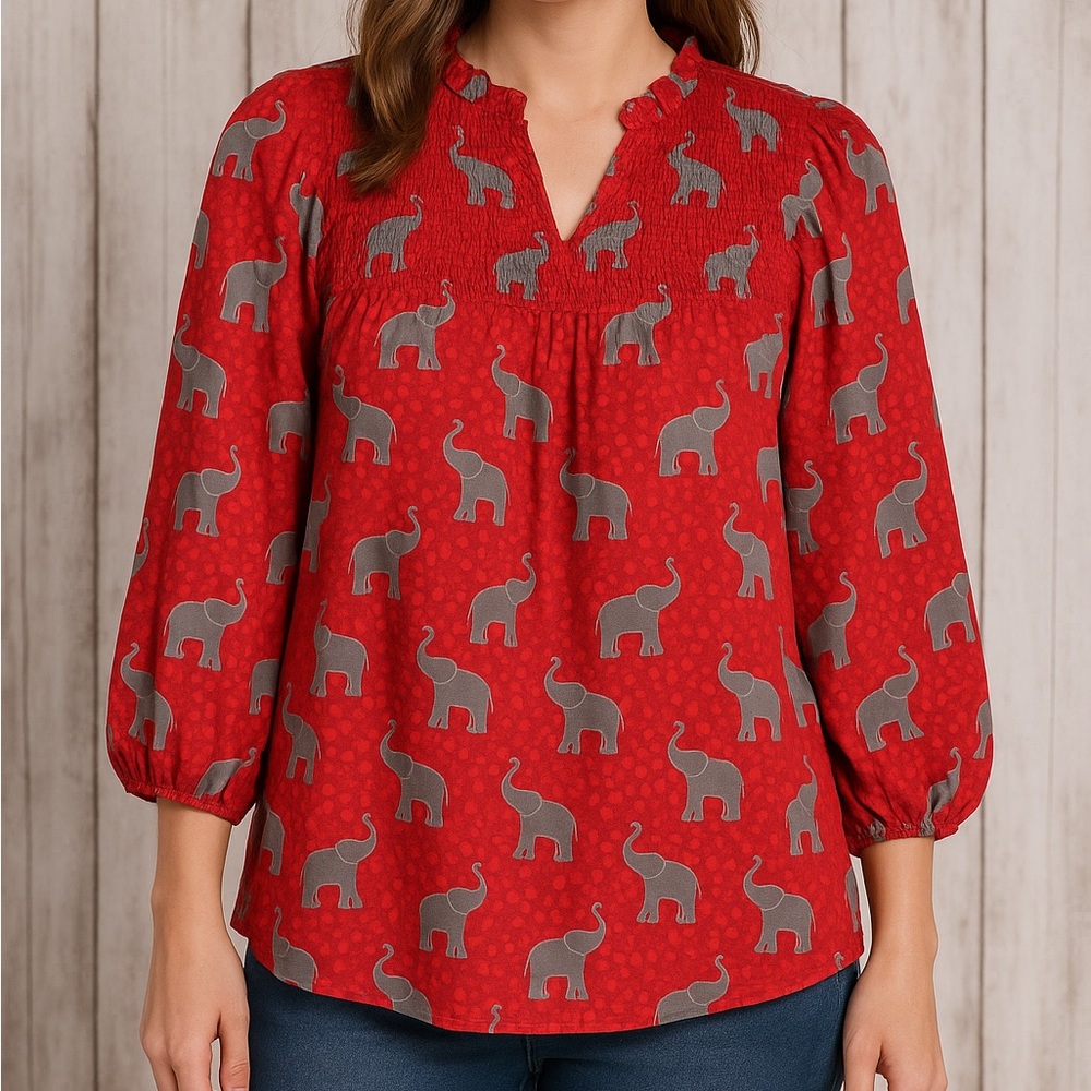 Michelle McDowell Red Elephant Blouse